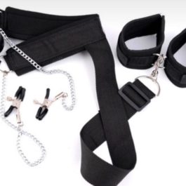 Mouth Gag Hand Cuffs And Nipple Clamps Self Bondage Strap
