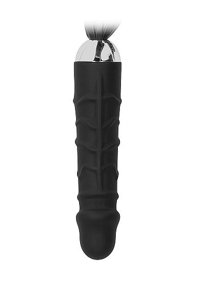 BLACK WHIP WITH REALISTIC SILICONE DILDO - BLACK 1