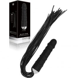 Black Whip with Realistic Silicone Dildo – Black
